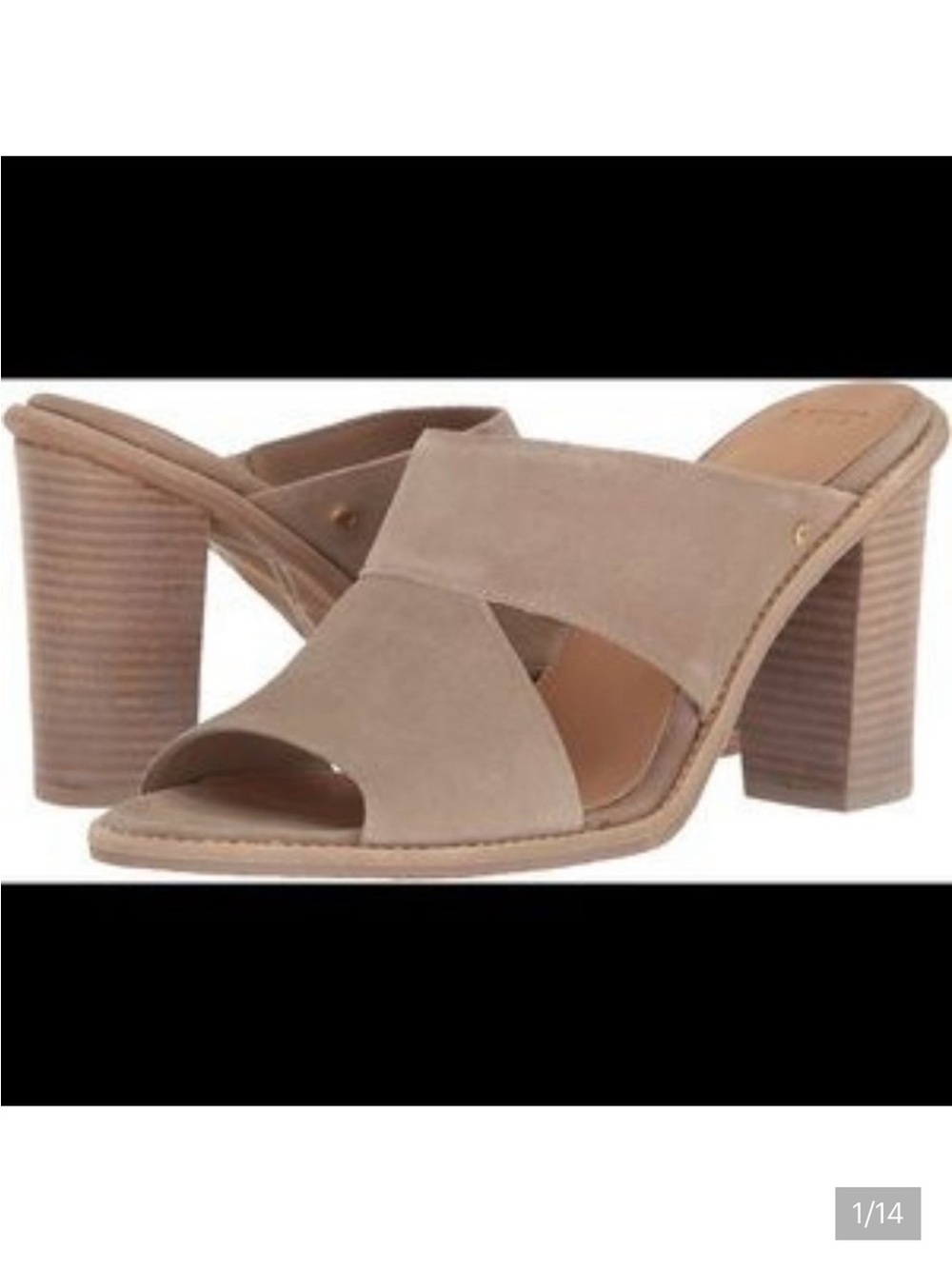UGG Celia Suede Slide Heeled Sandal Canvas Color Size 10